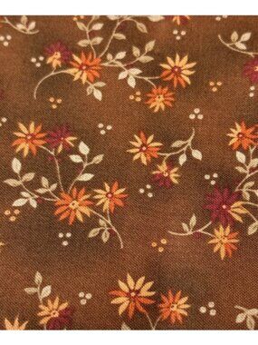 Brown Floral Cotton Fabric 24x30" For Quilting Crafts